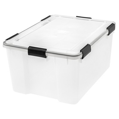 IRIS USA 4 Pack Jumbo Plastic Open Front Stackable Storage Bin, Clear