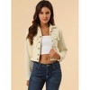 INSPIRE CHIC Women's Casual Faux Suede Notched Collar Button Up Cropped Jacket with Pockets - 2 of 4