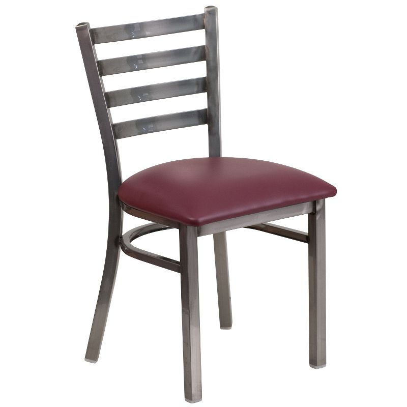 Flash Furniture Clear Coated Ladder Back Metal Restaurant Chair, 1 of 8
