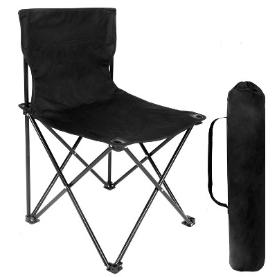 DOMETOUR YSSOA Portable Folding Camping Chair, Anti-Slip Padded Oxford Cloth Stool for Beach, Hiking, Fishing, Gardening, Picnic, Black, Large
