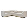 Luxurious 100.8 Velvet Upholstered L-Shaped Corner Sectional Sofa with Vertical Channel Tufting, Gold Base, and 4 Pillows - 2 of 4