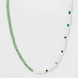 Disc Asymmetrical Beaded Necklace - Universal Thread™ Green