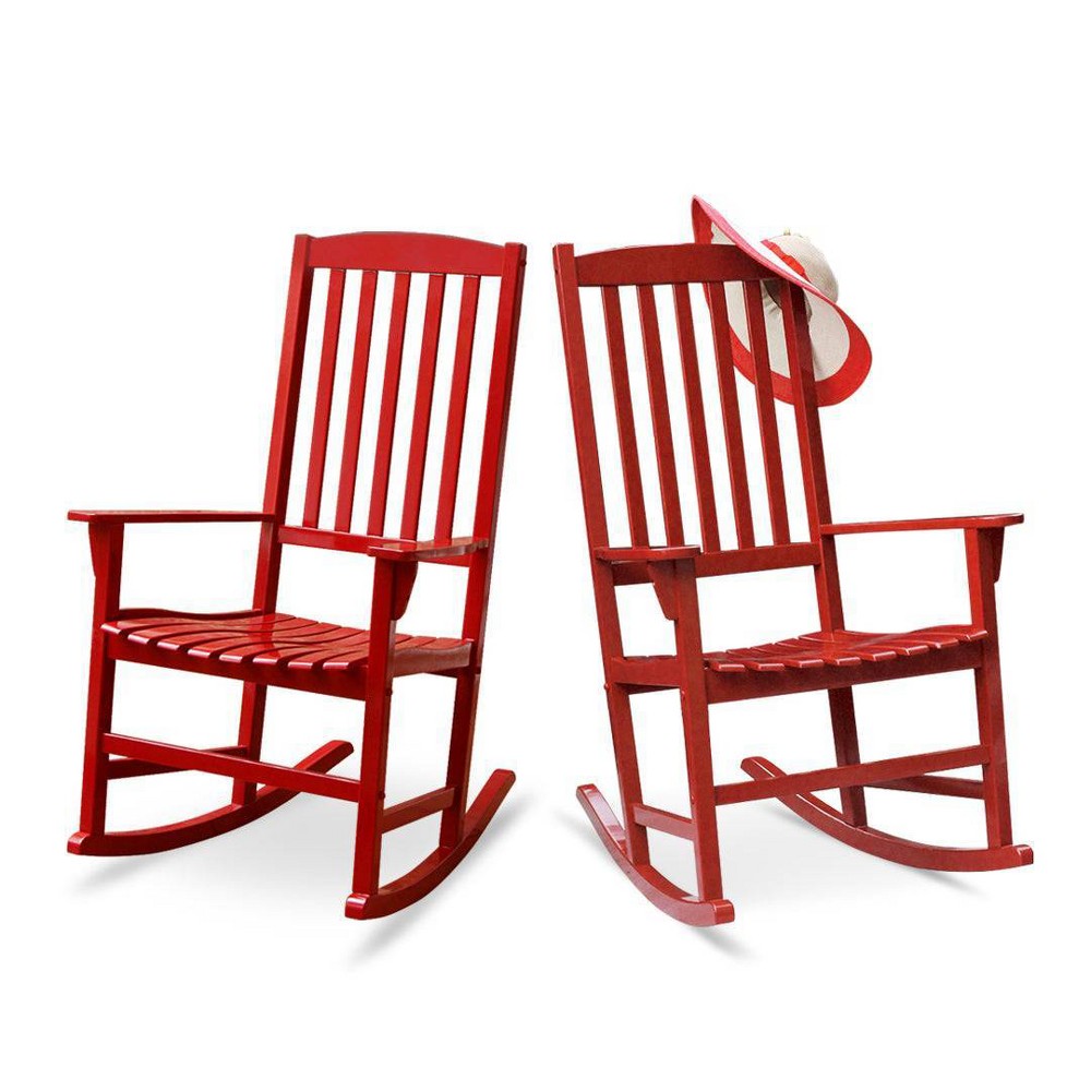 Photos - Garden Furniture Alston 2pk Wood Porch Rocking Chairs - Red - Cambridge Casual