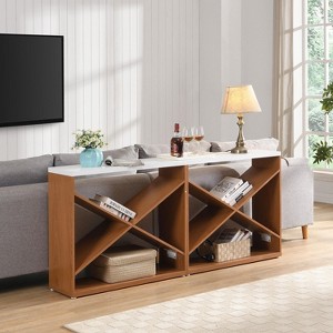 KTMBDW Console Table 70.87”, 2-Tier Industrial Entryway Table, X Shape Entrance Sofa Table with Shelves, Hallway, Living Room - 1 of 4