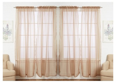 J&V TEXTILES 4-Pieces Sheer Solid Sheer Window Curtains 55x84 - Window Treatment Rod Pocket Voile Drape/Panel Sets for Patio Door