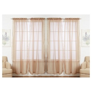 J&V TEXTILES 4-Pieces Sheer Solid Sheer Window Curtains 55x84 - Window Treatment Rod Pocket Voile Drape/Panel Sets for Patio Door - 1 of 4