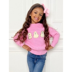 Pink Boo Ghost Halloween Sweater Mia Belle Girls - 1 of 4
