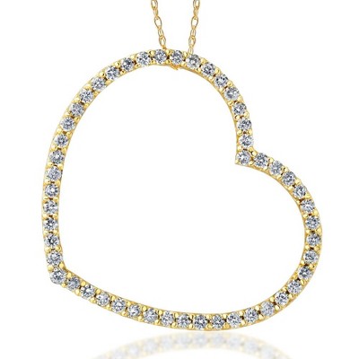 Pompeii3 1ct Diamond Large Heart Shape Pendant 10k Yellow Gold