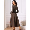 INSPIRE CHIC Women's Casual Midi Round Neck Long Sleeve Flowy Fall Dresses with Belt - 4 of 4