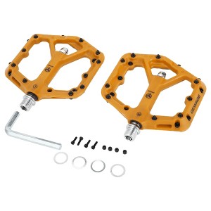 Unique Bargains Foot Peg Footrests Fit 9/16 Inch Axles Durable Rear Bicycle Pedal Nylon Metal Yellow 1 Pair - 1 of 4