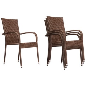 Balkene Home Morgan Outdoor Wicker Chair Set of 4 Mocha No Assembly Lightweight Portable Zero Maintenance Indoors Porch Backyard Garden Balcony - 1 of 4