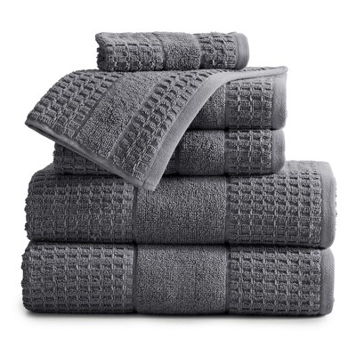 6pc Spa Waffle Jacquard Cotton Bath Towel Set : Target