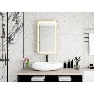 NicBex Rectangular Midecine Cabinet with LED&3 Adjustable Shelves,Wall Mounted&Recessed Bathroom Cabinet with Mirror,3 Optional LED Modes - 1 of 4