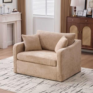 Sapphtopaz Modern Chenille Couches for Living Room with 2 Bolster Pillows Upholstered Single Sofa with Metal Legs Accent Armchair for Bedroom - 1 of 4