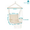 Sunnydaze Outdoor Printed Polycotton Fabric Hammock Chair with Armrests and Hardwood Spreader Bar - 300 lb Capacity - Natural - 3 of 4