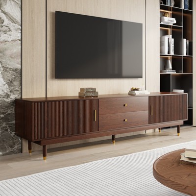 JVNOXK-Medieval Modern 78.9-inch TV Stand Entertainment Center with Storage Drawers, Living Room Bedroom Media Cabinet - Walnut