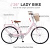 INFURNIC Bicycles 26" Single Speed Folding Lady Bike Durable Steel Frame Compact Design for Easy Storage and Commuting, Pink, 69.93"*25.2"*40.95" - 4 of 4