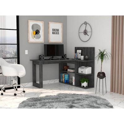 Vynxaria Office Computer Desk Writing Desks in Smokey Oak Modern Aesthetics for Professional Work Areas