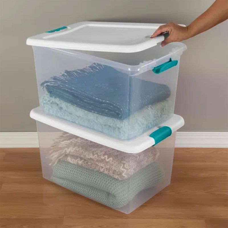 Sterilite Storage System Solution with 106 Quart Clear Stackable Storage Box Organization Containers with White Latching Lid, 3 of 9
