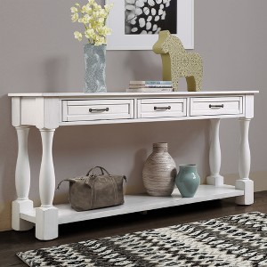VYNXARIA 63inch Long Wood Console Table with 3 Drawers and 1 Bottom Shelf for Entryway Hallway Easy Assembly Extra-thick Sofa Table - 1 of 4