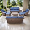 POCASSY 8 Piece 6-Inch Foam Thick Cushion Outdoor Furniture Set with Outdoor Sofa, Swivel Rocker Glider Chairs, Coffee Table, Ottomans, and End Table - 3 of 4