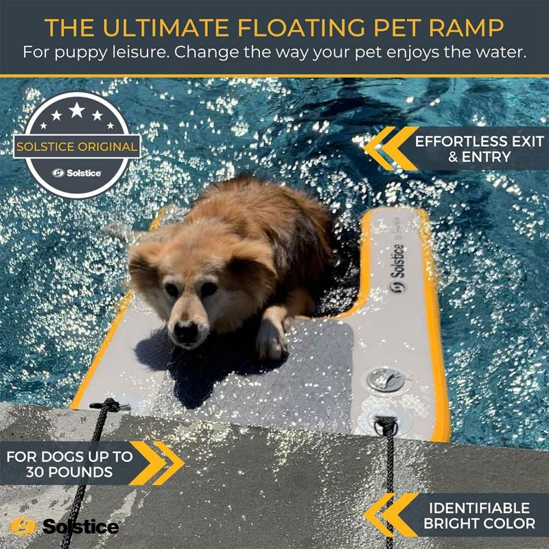 Solstice Inflatable Pup Plank Mini Dog Ramp Water Float Ladder Step for Fishing Boat Docks with Storage Bag, for Small Sized Breeds, Multicolor, 4 of 7