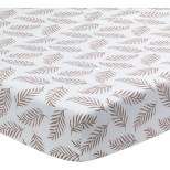 Lambs & Ivy Signature Taupe Leaves Print Organic Cotton Fitted Crib Sheet
