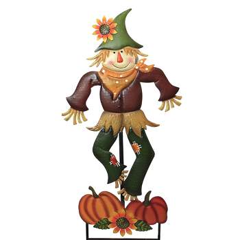 Fall Scarecrow With Pumpkins Stake  -  One Yard Stake 38.5 Inches -  Yard Decor Sunflower  -  31823085  -  Metal  -  Multicolored