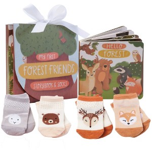 Tickle & Main Woodland Forest Friends, 5-Piece Gift Set for Infants 0-12 Months, Includes Storybook and 4 Pairs of Animal Socks - 1 of 4