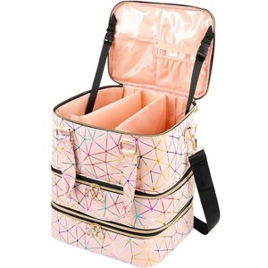 3 Layers Detachable Nail Kit Storage bag,PU Leather, Holds 84 Bottles & Nail Lamp. - 1 of 4