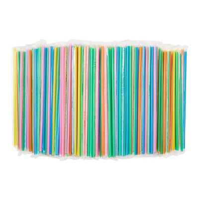 Stockroom Plus 600 Bulk Pack Long Drinking Straws, Disposable Plastic Straw Individually Wrapped, 5 Colors, 10.2 In