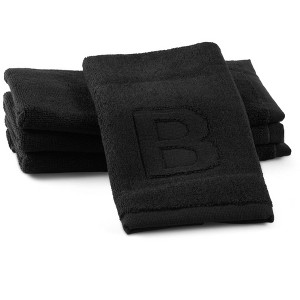 Waterdale Collection - Black Initial Embossed Finger Towel - 1 of 4