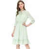 Allegra K Women's Solid Ruffle Hem 3/4 Sleeve A-Line Smocked Short Chiffon Dress - 2 of 4