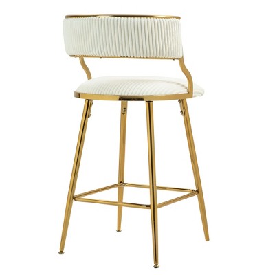 NicBex Set of 2 Bar Stools for Kitchen Island,Modern Counter Height Bar Stools with Golden Footrest,Bar Chairs for Dining Rooms,Kitchens,Beige/Gray