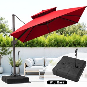 Crestlive Products 10FT Square Double Top Offset Cantilever Umbrella with Base UV30+ Outdoor 360 Degree Rotation 6 Heights Adjustable Umbrella - 1 of 4