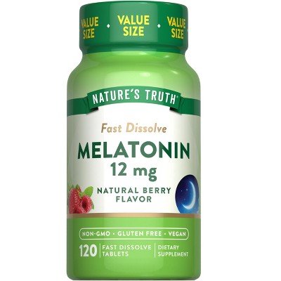 Nature's Truth Melatonin 12mg | 120 Fast Dissolve Tablets | Natural Berry Flavor
