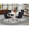 5-Piece Linen White Finish Solid Wood Top Rectangular Upholstered Dining Room Set  (Seats-4) - 2 of 4