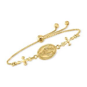 Ross-Simons Italian 18kt Gold Over Sterling Miraculous Medal Bolo Bracelet Size - 1 of 4