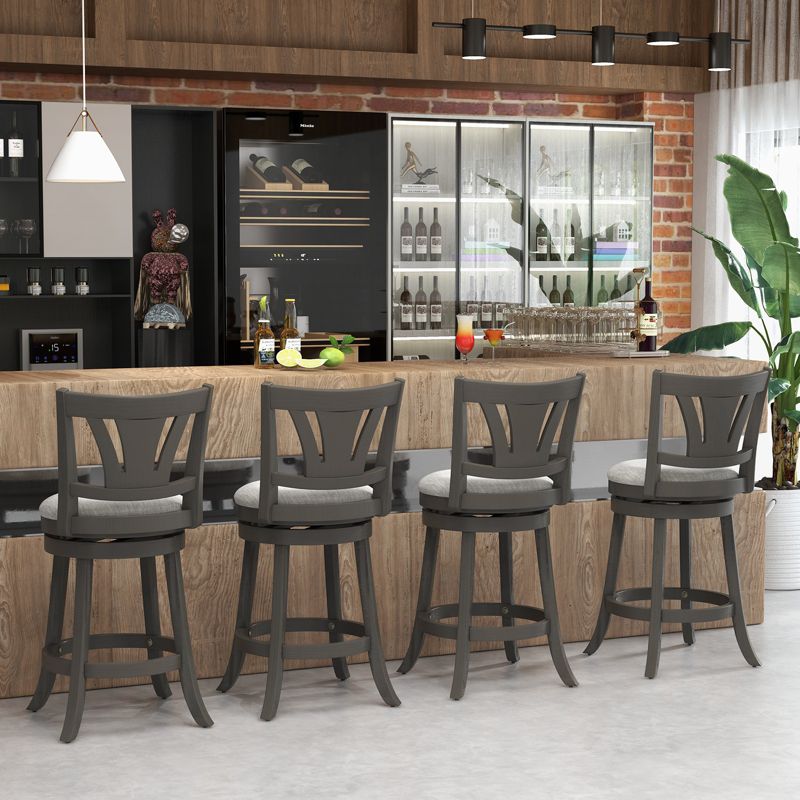 Costway 26.5'' Swivel Bar Stool Counter Height with Curved Backrest & Rubber Wood Legs, 5 of 10