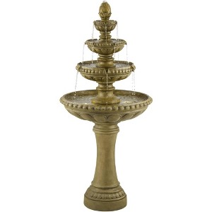 Sag Harbor 66" High Large Italian Outdoor Decor Sand Stone Floor Fountain with Light LED 4-Tier Outside Garden Patio Yard Backyard - 1 of 4
