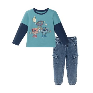 Andy & Evan  Toddler  Jersey Twofer Tee & Terry Pants Set - 1 of 4