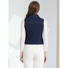 INSPIRE CHIC Women's Buttoned Washed Denim Vest with Faux Chest Flap Pockets - 4 of 4