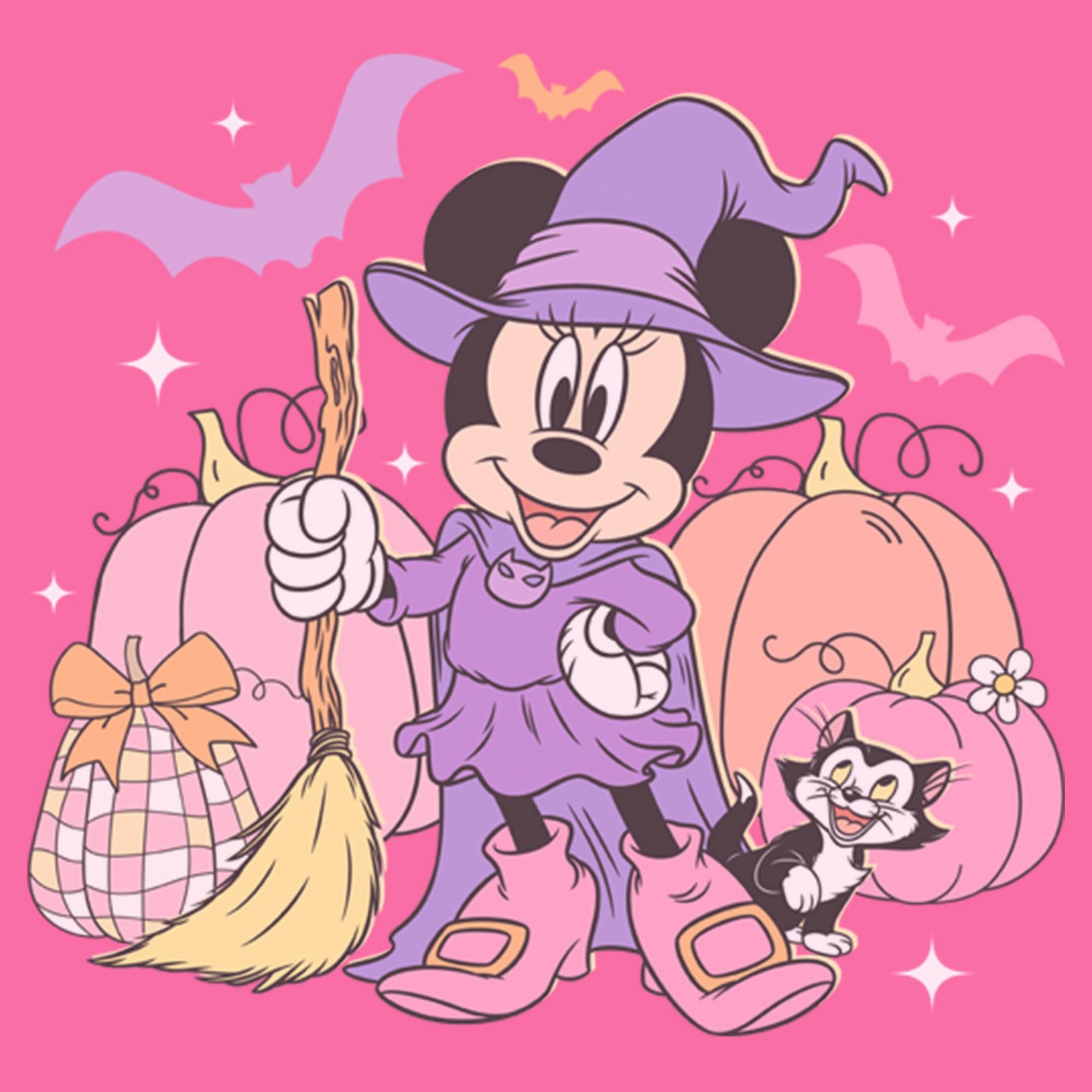 Футболка Mickey Mouse & Friends Minnie Mouse Halloween Witch Purple Costume Pumpkin Pose Cropped T-Shirt - Light Pink для девочек, цвет: Фиолетовый — фото 2