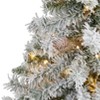 Nearly Natural 4-ft Flocked White River Mountain Pine Artificial Christmas Tree with Pinecones and 100 Clear LED Lights - 3 of 4