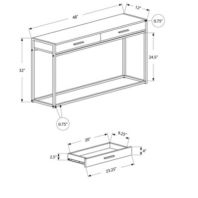 Black Metal and Wood Console Table with Storage Drawers