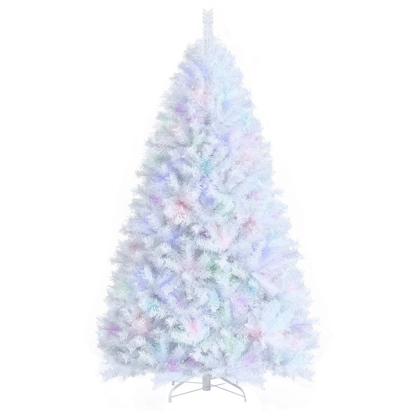 Costway 7ft White Iridescent Tinsel Artificial Christmas Tree with 1156 Branch Tips, 1 of 13