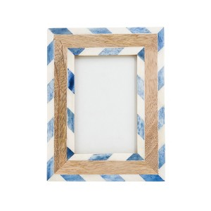Saro Lifestyle Chevron and Wood Crafted Bone Photo Frame - 1 of 4