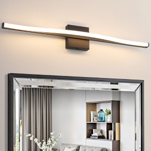 POWLIG 31.5" Modern Black Wall Sconce - Dimmable LED Light with Adjustable 5-Color Temperature and Acrylic Shade for Bedroom, Living Room, Hallway - 1 of 4