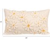 Storied Home Cotton Slub Lumbar Pillow with Tufted Flowers, Natural and Yellow - 2 of 4