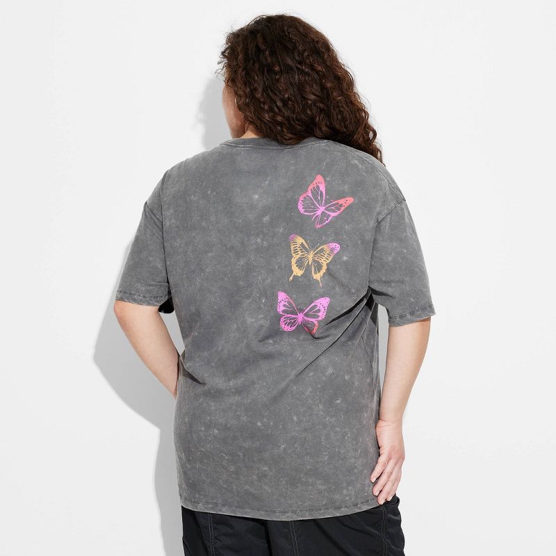 Women's Grow Together Butterfly Oversized Short Sleeve Graphic T-Shirt - Gray, 2 of 7